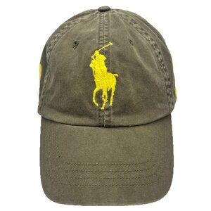 Vintage 90s Polo Ralph Lauren Men's Big Pony Twill Ball Cap Sage Green Preppy